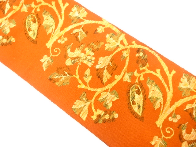 JAPANESE NAGOYA OBI / MAWATA TSUMUGI / WOVEN GRAPE ARABESQUE